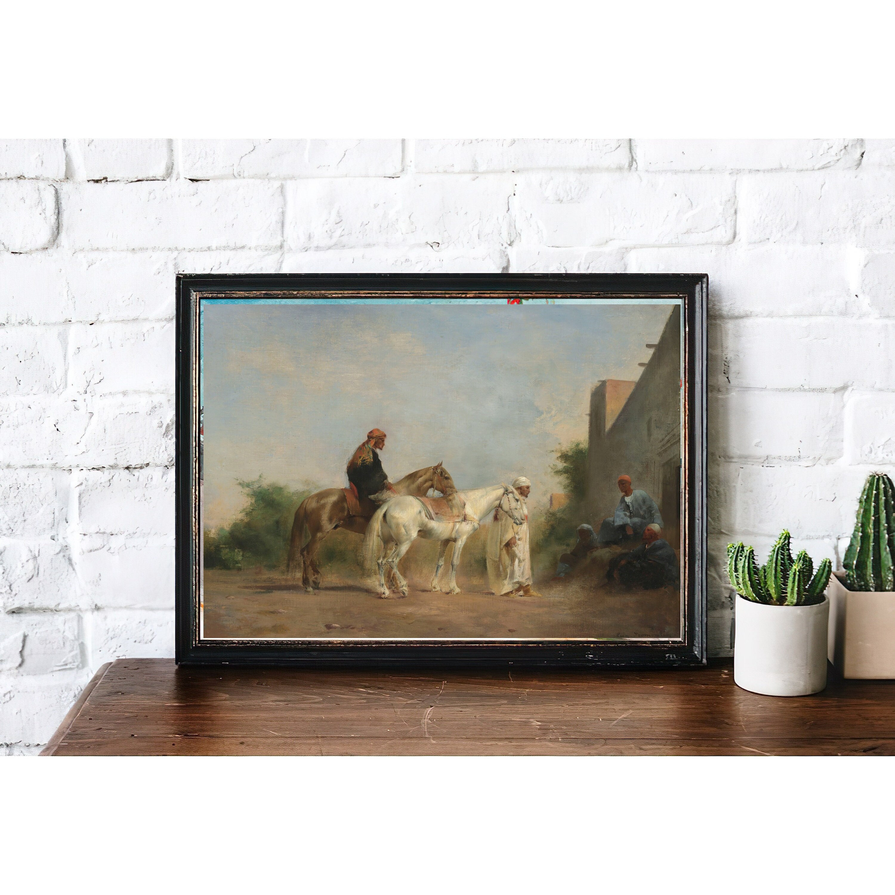 Vintage Horse Riders Painting | Antique Desert Artwork | Classic ...