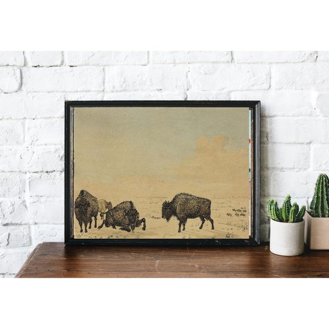 Vintage American Buffalo Painting | Vintage Oil Animal Painting | Bison ...