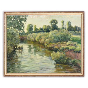 Vintage River Painting | Oil Trees Swamp Marshland Painting | Countryside Nature Landscape Painting | Cowboys Art Print | PRINTABLE art