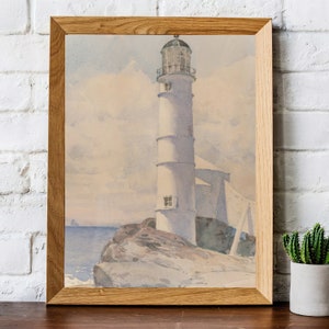 Vintage Lighthouse Painting Antique Seascape Marine Artwork Classic Sea Nautical Poster 19th Century Art Print PRINTABLE Art image 2