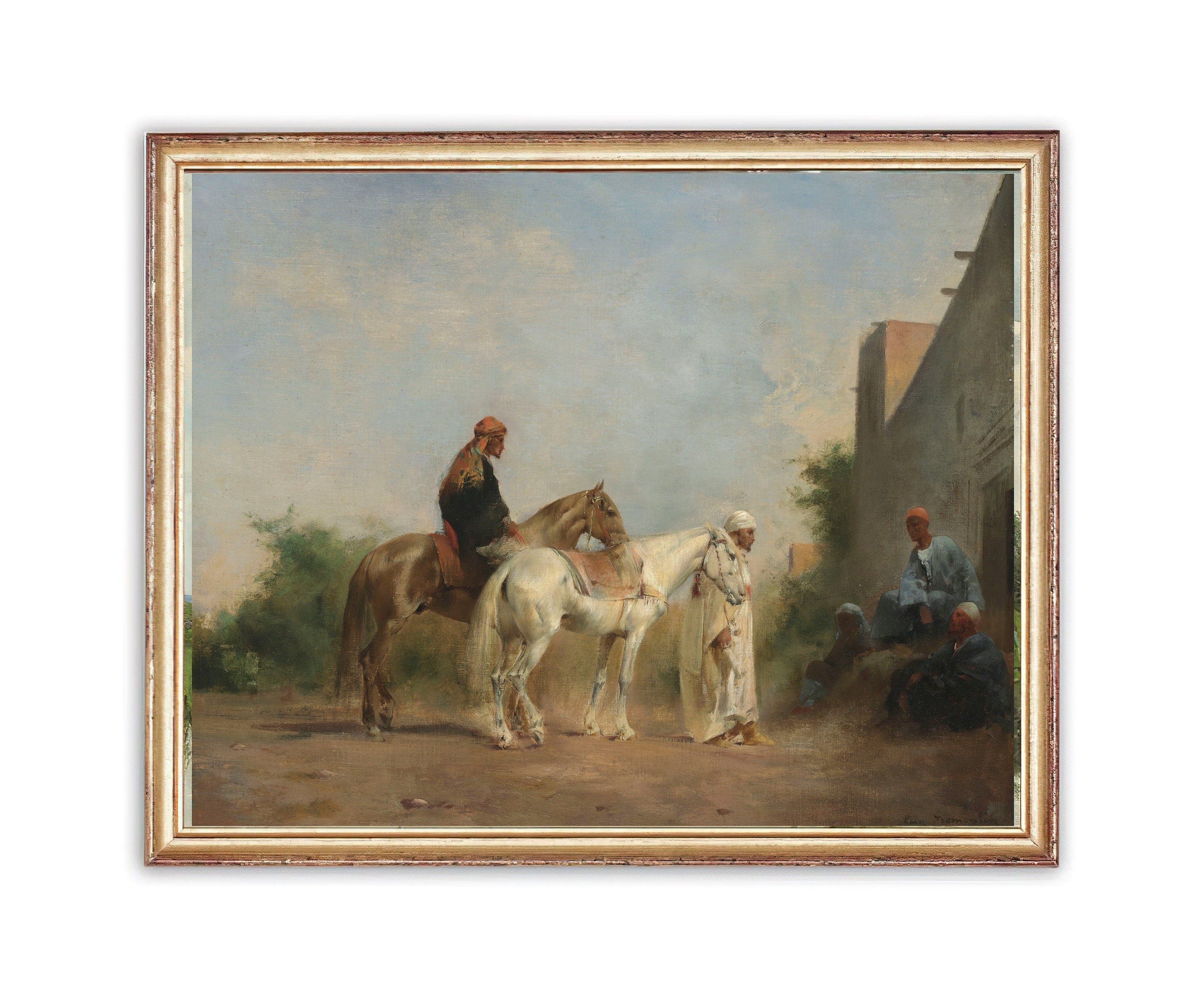 Vintage Horse Riders Painting | Antique Desert Artwork | Classic ...
