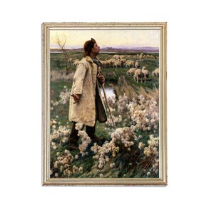Vintage Shepherd Painting | Antique Sheep Artwork | Classic Portrait Man Poster | 19th Century Art Print | PRINTABLE art