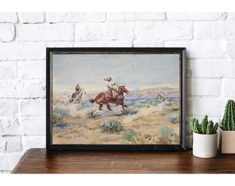 ジェームズイーグル作絵画:ウェスタンカウボーイの棚ペインティング ジェームズイーグル作絵画:ウェスタンカウボーイの棚ペインティング