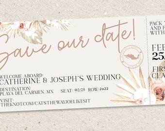 Save the Date - Plane Ticket Invitation