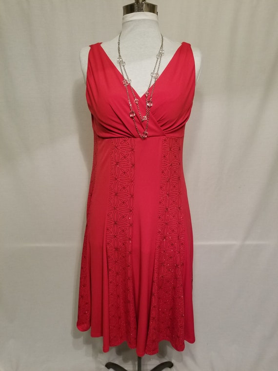 Red Empire Cocktail Dress with Shimmer Pattern Pa… - image 1