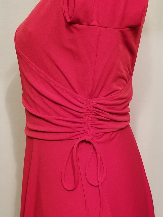 Side Ruched Red Wrap Dress - image 2