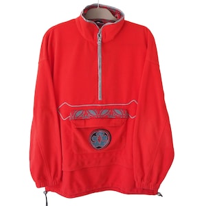 Vintage K2 Fleece Half Zip Sweater Size L red outdoor ski snowboarding 90s extreme jumper pullover