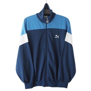 Vintage PUMA Track Jacket Full Zip Size XL blue 90s classic sport style windbreaker