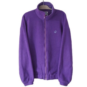 Vintage JACK WOLFSKIN Fleece Sweater Full Zip Size XL purple bright outdoor ski