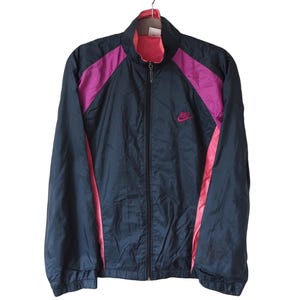 Vintage NIKE Track Jacket Full Zip Size S blue purple light wear 90s sportswear