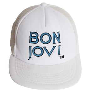 Vintage BON JOVI Cap Jupoong Made in Korea 90s music merch white hat
