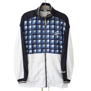 Vintage REEBOK Track Jacket Size M blue 90s abstract pattern windbreaker