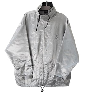 Vintage MERCEDES Racing Team Jacket Full Zip Size L Silver Formula 1 Light Wear