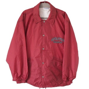 Vintage REEBOK Athletics Jacket Size L/XL red sport windbreaker collared coach style light wear