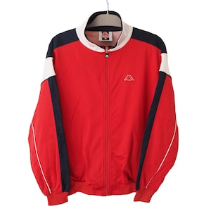 Vintage KAPPA Track Jacket Full Zip Size M red 90s small logo sport windbreaker