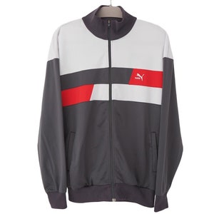 Vintage PUMA Track Jacket Full Zip Size L gray 90s classic sport windbreaker
