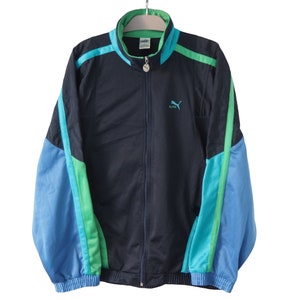 Vintage PUMA Track Jacket Full Zip Size XL blue 90s classic sport windbreak