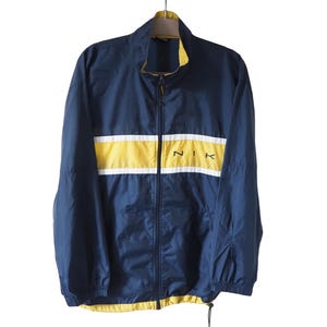 ヴィンテージ NIKE トラックジャケット フルジップ サイズ S ブルー イエロー 90年代 スポーツウェア ライトウェア ウィンドブレーカー