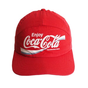 Vintage Coca-Cola Cap 90s USA brand hat red big logo Enjoy