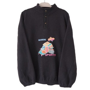 Vintage BOSSINI Fleece Sweater 90&#39;s black outdoor style big logo jumper