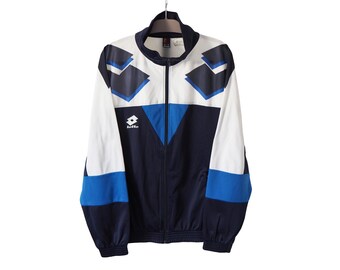 Vintage LOTTO Track Jacket men's Size M authentic blue sleeve logo