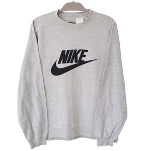 Vintage NIKE Sweatshirt grau Crewneck grosses Logo Pullover Grösse M 90er Jahre