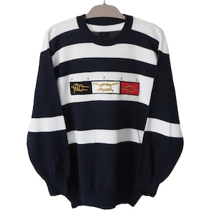 Vintage Ropes Pullover Crewneck Sweater Grösse S retro 90er Jahre Streifenmuster Stickerei Logo