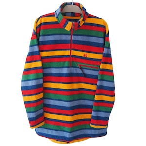 Vintage JACK WOLFSKIN Fleece Sweater 1/4 Zip Size XL outdoor striped pattern