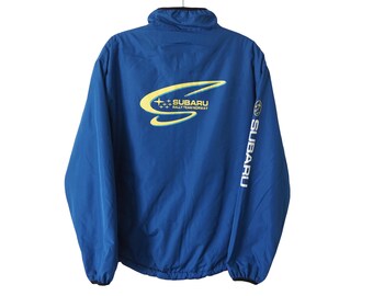 Chaqueta vintage SUBARU Rally Team con logo grande, talla M, cortavientos Racing Sport de los años 00