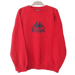 Vintage KAPPA Sweatshirt Retro Sport Style Crewneck Jumper Size XL Red Big Logo