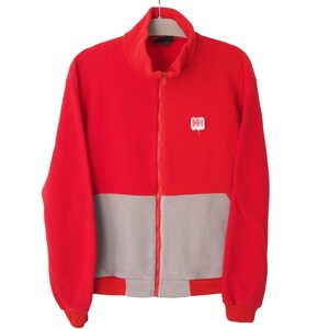 Vintage HELLY HANSEN Fleece Full Zip Sweater Size S red gray outdoor ski jumper