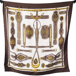 Vintage Hermes Harnais des Presidents - Marie Françoise Heron Silk Scarf retro