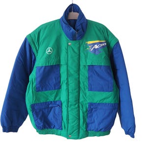 Vintage Mercedes Actros Jacket Truck Racing Size XL 90s Blue Green