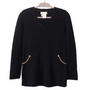 Vintage ESCADA by Margaretha Ley Sweater black jumper Size women's 36 wool 90s