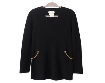 Vintage ESCADA by Margaretha Ley Sweater black jumper Size women's 36 wool 90s