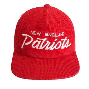Vintage New England Patriots Corduroy Cap 90s NFL sport hat red USA football
