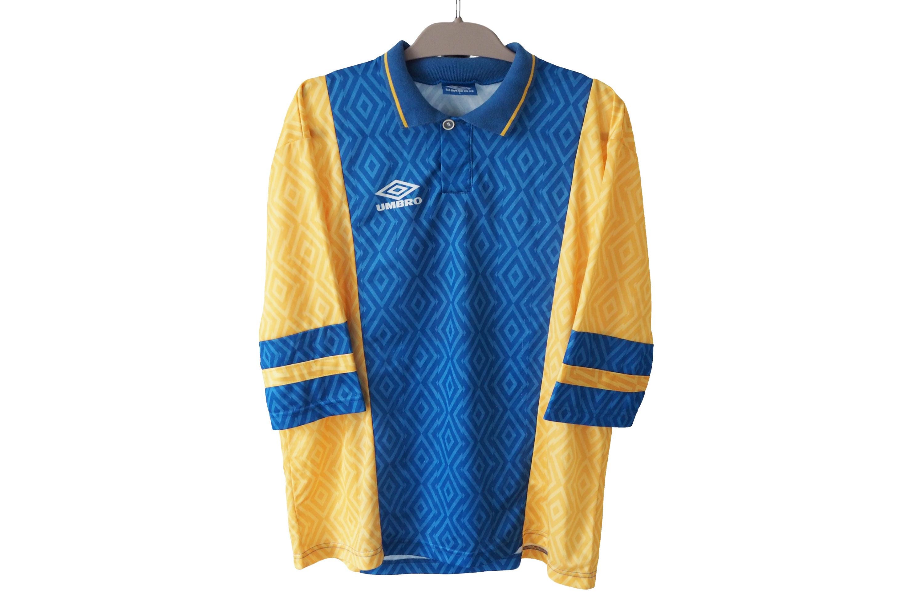 サントスFC Umbro ジャージ。 青金。ネイマール在籍時代のスーツ。3L Vintage Umbro Jersey T-shirt Size L Blue Yellow Football 90s Top