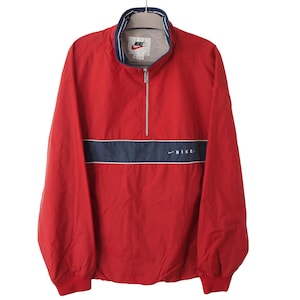 Vintage NIKE Anorak Jacket Half Zip Size XXL 90s light wear windbreaker red