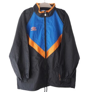Vintage UMBRO Jacket Retro Sport Style Size L 90&#39;s Windbreaker Black Blue