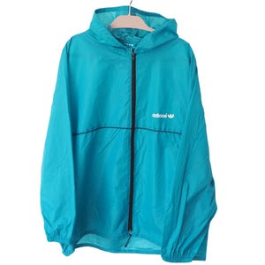 Vintage ADIDAS Jacket Full Zip Size XXL blue sport windbreaker rain coat 90s