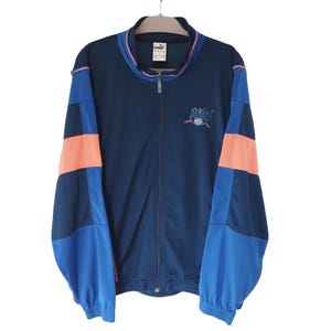 Vintage PUMA Track Jacket Full Zip Size XL blue 90s classic sport windbreaker