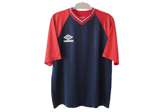 Vintage Umbro Jersey T-shirt Size L Blue Red Football 90s