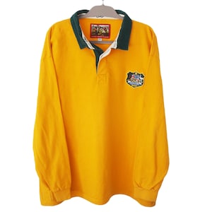 Maglia da rugby vintage australiana in cotone, a maniche lunghe, Traders, anni &#39;90, taglia 3XL, gialla