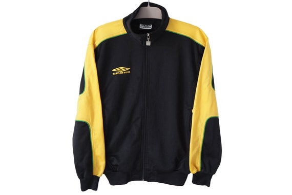 Vintage UMBRO Track Jacket Full Zip 90s Black Yellow Size S Vintage UMBRO Track Jacket Full Zip 90s Black Yellow Size S