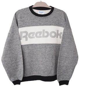 Vintage REEBOK Sweatshirt big logo gray jumper Size S 90s crewneck classic