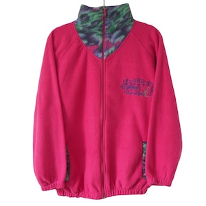 Vintage Passworld Fleece Sweater Full Zip pink 90s retro ski jumper winter pullover