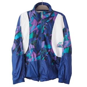 Vintage NIKE Force Track Jacket Full Zip Size M 90s abstract pattern light wear windbreaker sport style