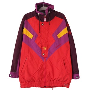 Vintage kurtka narciarska SCHOFFEL rozmiar M, oversize, czerwona wiatrówka w sportowym stylu lat 90-tych