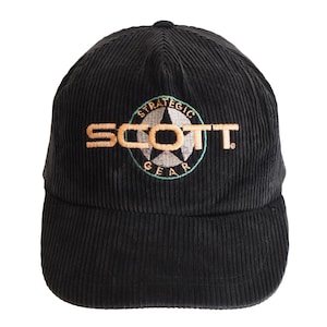 Vintage SCOTT Corduroy Cap 90s sport hat USA style black made in Taiwan