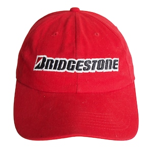 Vintage BRIDGESTONE Cap big logo red summer hat 90&#39;s Formula 1 tires motorsport